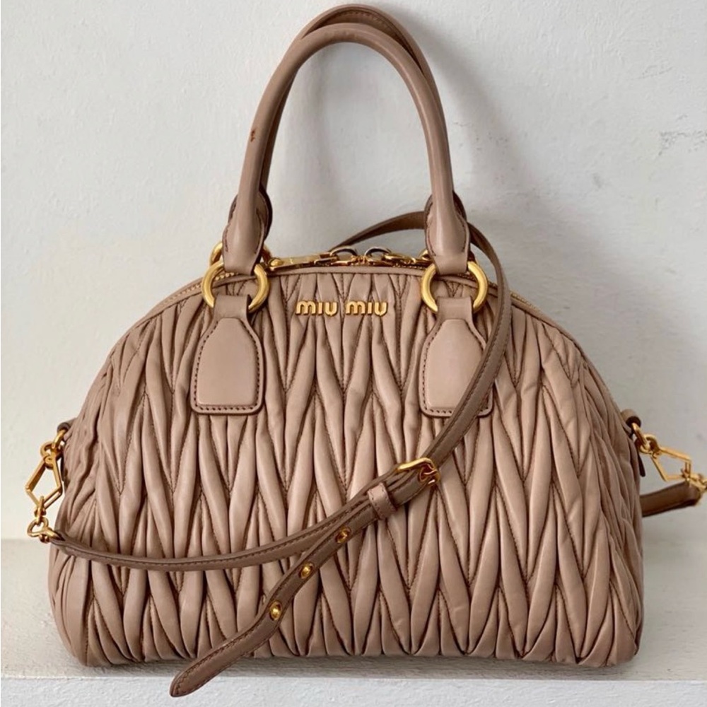 Miu Miu Matelassé Nappa leather bag, featuring a quilted design.